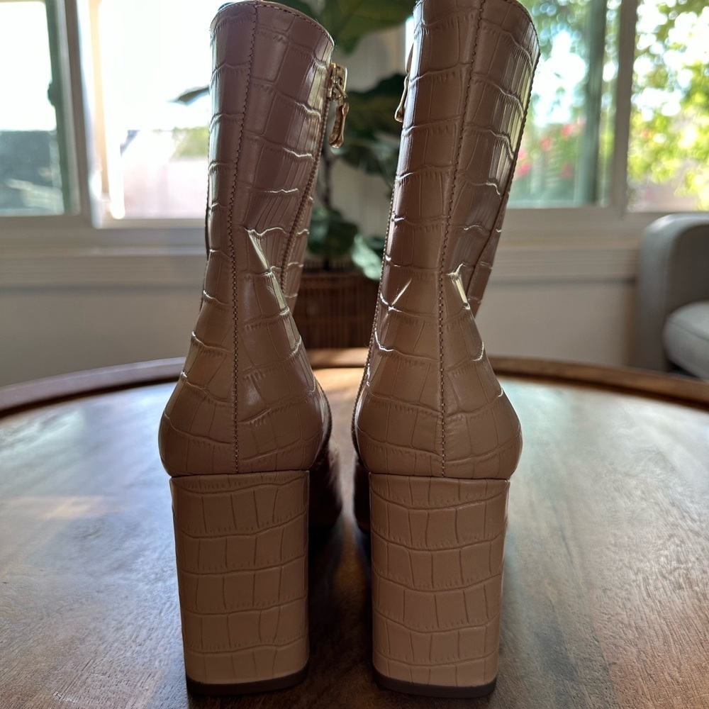 NEW Ann Taylor North Crocodile Print Leather Boots - Picture 2 of 8